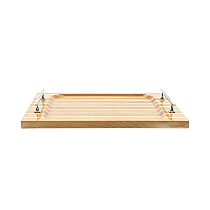 15" Brown And Natural Solid Wood Striped Serving Tray With Handles HomeRoots
