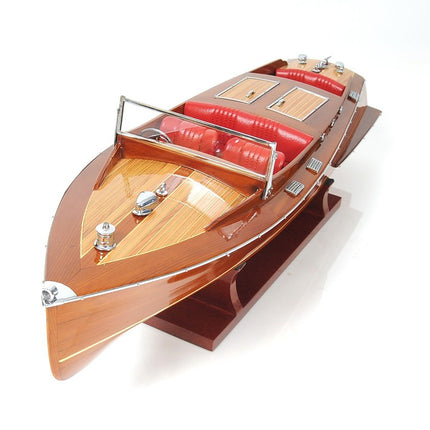 8" Brown Manufactured Wood Hand Painted Decorative Boat HomeRoots