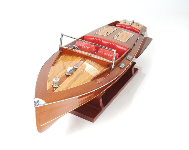 8" Brown Manufactured Wood Hand Painted Decorative Boat HomeRoots