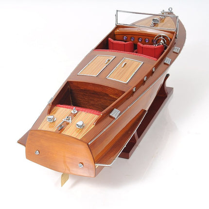 8" Brown Manufactured Wood Hand Painted Decorative Boat HomeRoots