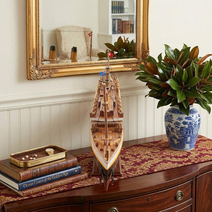 10" Black and Red Solid Wood Hand Painted 1912 RMS Titanic Small Model Boat HomeRoots