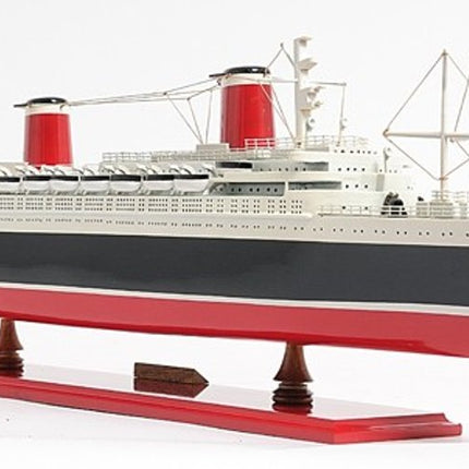 9" Black and Red Solid Wood Hand Painted SS United States 1952 Model Boat HomeRoots