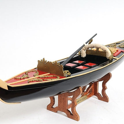 8" Black and Red Venetian Gondola Hand Painted Decorative Boat HomeRoots
