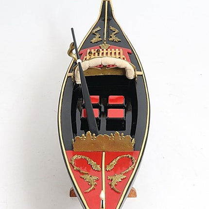 8" Black and Red Venetian Gondola Hand Painted Decorative Boat HomeRoots
