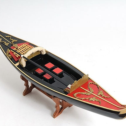 8" Black and Red Venetian Gondola Hand Painted Decorative Boat HomeRoots