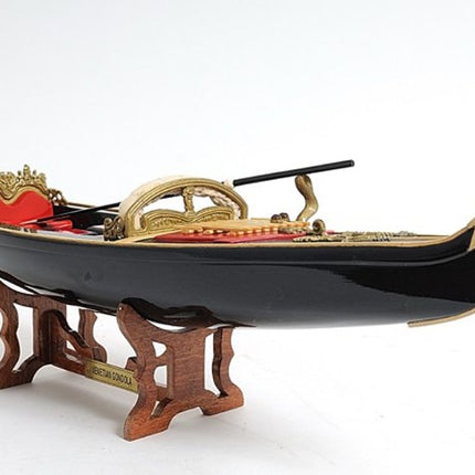 8" Black and Red Venetian Gondola Hand Painted Decorative Boat HomeRoots