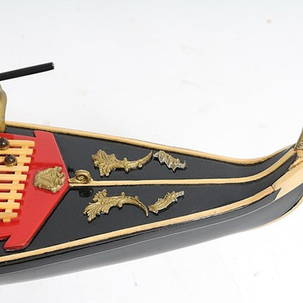8" Black and Red Venetian Gondola Hand Painted Decorative Boat HomeRoots