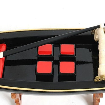 8" Black and Red Venetian Gondola Hand Painted Decorative Boat HomeRoots