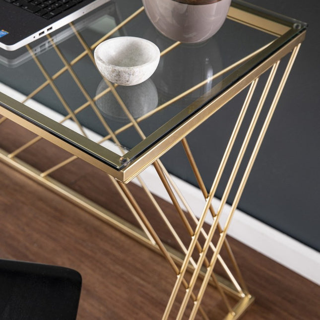 40" Clear and Gold Glass and Iron Sled HomeRoots