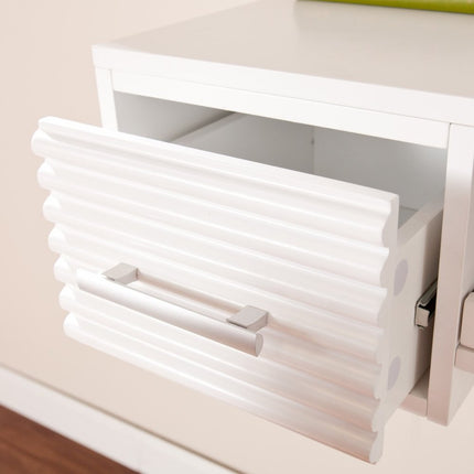 White Wall Mount Desk with Drawers HomeRoots