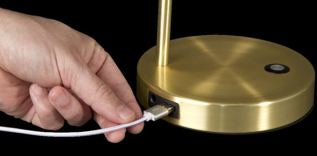 Shiny Satin Brass LED Adjustable Desk Lamp HomeRoots