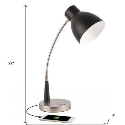 Black Matte and Silver LED Adjustable Desk Lamp HomeRoots