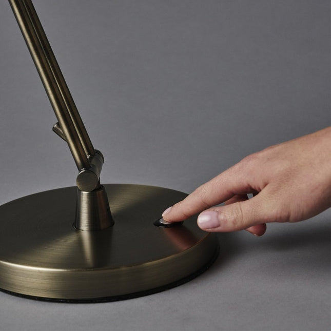 18" Antiqued Bronze Adjustable Swing Arm Desk Lamp USB With Antiqued Bronze Shade HomeRoots