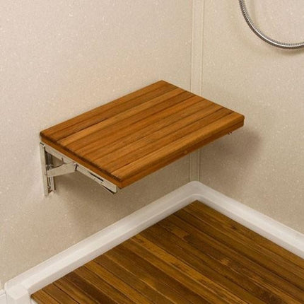 17" Premium Wall Mount Teak Shower Bench HomeRoots