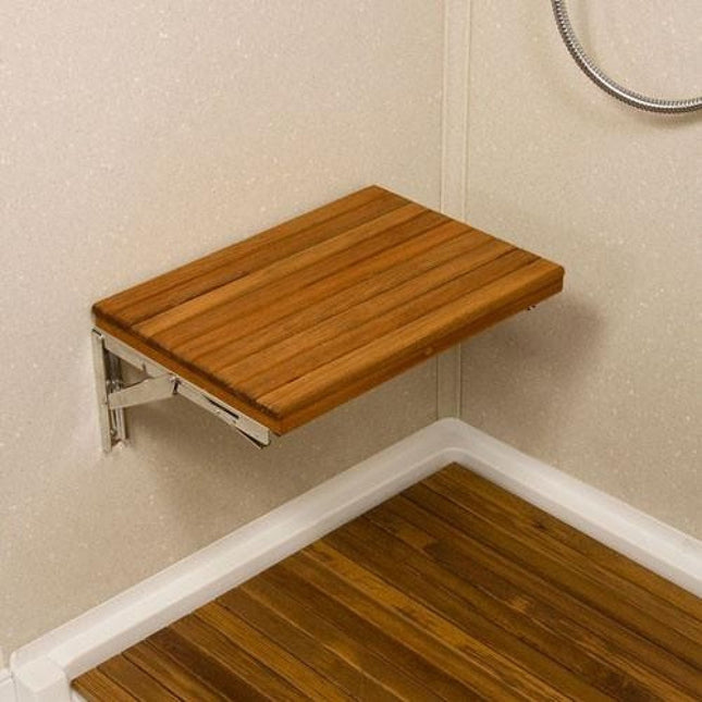 17" Premium Wall Mount Teak Shower Bench HomeRoots