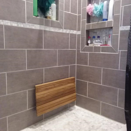 24" Premium Wall Mount Teak Shower Bench HomeRoots