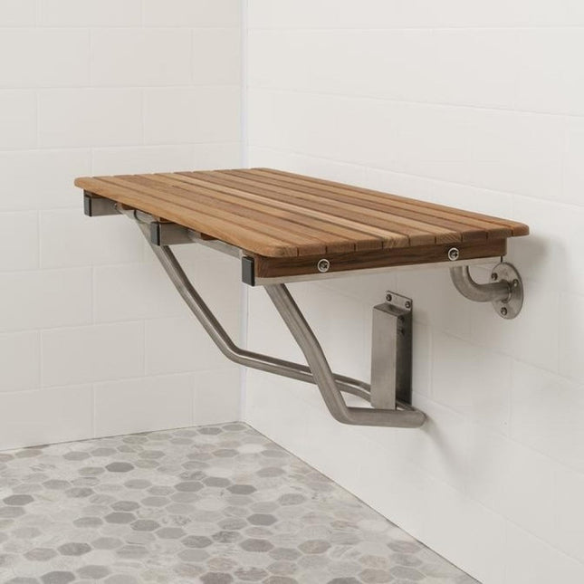 32" Premium Wall Mount Teak Shower Bench HomeRoots