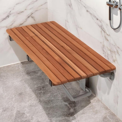 36" Premium Wall Mount Teak Shower Bench HomeRoots
