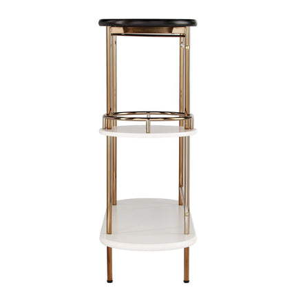 Gold Black and White Metal Oval Bar Cart With Wine Storage HomeRoots