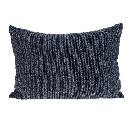 Shimmering Metallic Blue Beaded Luxury Throw Pillow HomeRoots