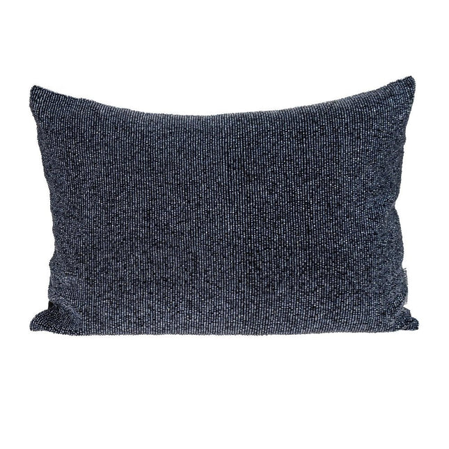 Shimmering Metallic Blue Beaded Luxury Throw Pillow HomeRoots