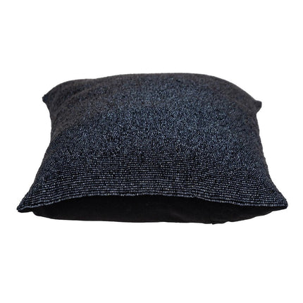 Shimmering Metallic Blue Beaded Luxury Throw Pillow HomeRoots