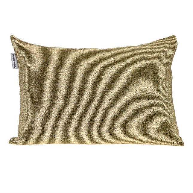 Shimmering Metallic Gold Beaded Luxury Throw Pillow HomeRoots