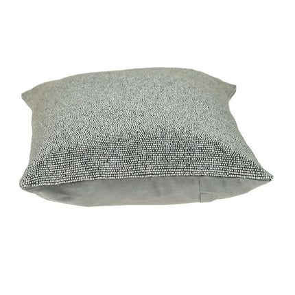 Shimmering Silver Beaded Luxury Throw Pillow HomeRoots
