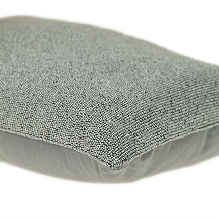 Shimmering Silver Beaded Luxury Throw Pillow HomeRoots