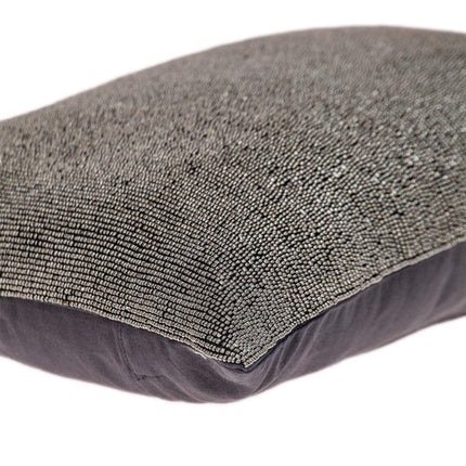 Shimmering Gray Beaded Luxury Throw Pillow HomeRoots