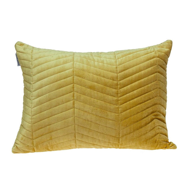 Yellow Quilted Velvet Zig Zag Decorative Lumbar Pillow HomeRoots