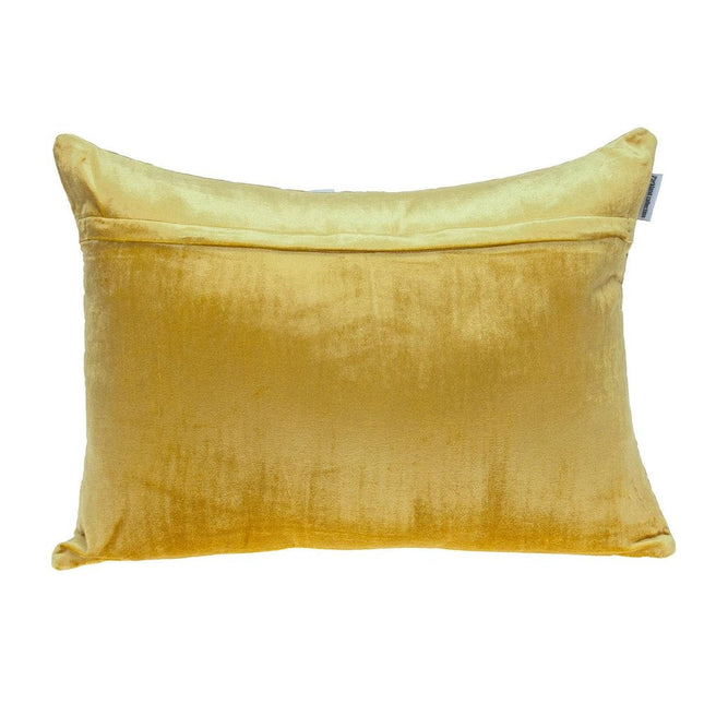 Yellow Quilted Velvet Zig Zag Decorative Lumbar Pillow HomeRoots