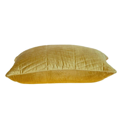 Yellow Quilted Velvet Zig Zag Decorative Lumbar Pillow HomeRoots