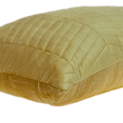Yellow Quilted Velvet Zig Zag Decorative Lumbar Pillow HomeRoots