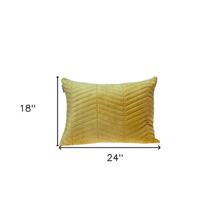 Yellow Quilted Velvet Zig Zag Decorative Lumbar Pillow HomeRoots