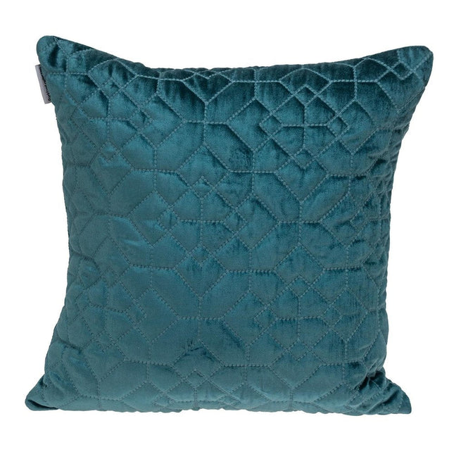 Teal Quilted Velvet Geo Decorative Throw Pillow HomeRoots