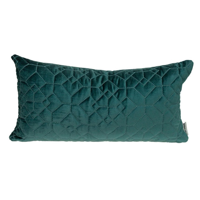 Teal Quilted Velvet Geo Lumbar Decorative Pillow HomeRoots