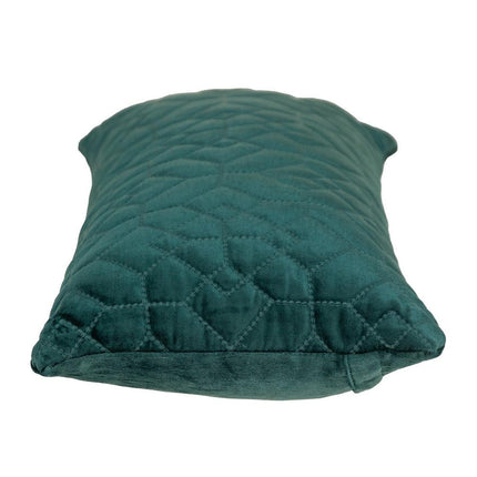 Teal Quilted Velvet Geo Lumbar Decorative Pillow HomeRoots