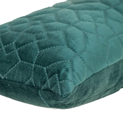 Teal Quilted Velvet Geo Lumbar Decorative Pillow HomeRoots