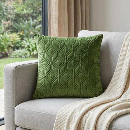 Tufted Diamonds Olive Velvet Accent Pillow HomeRoots