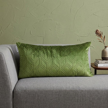 Tufted Diamonds Olive Velvet Lumbar Accent Pillow HomeRoots