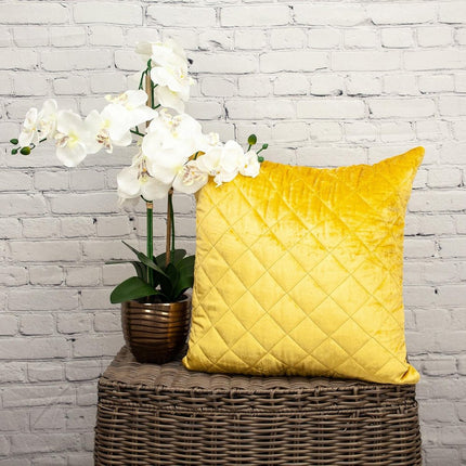 Tufted Diamond Yellow Ochre Transitional Square Pillow HomeRoots