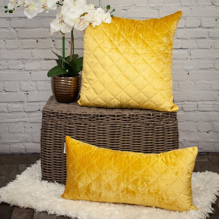 Tufted Diamond Yellow Ochre Transitional Lumbar Pillow HomeRoots