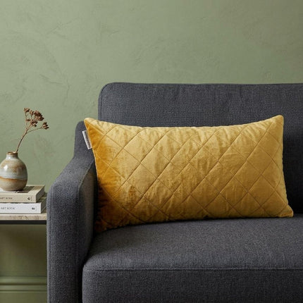 Tufted Diamond Yellow Ochre Transitional Lumbar Pillow HomeRoots