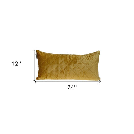 Tufted Diamond Yellow Ochre Transitional Lumbar Pillow HomeRoots