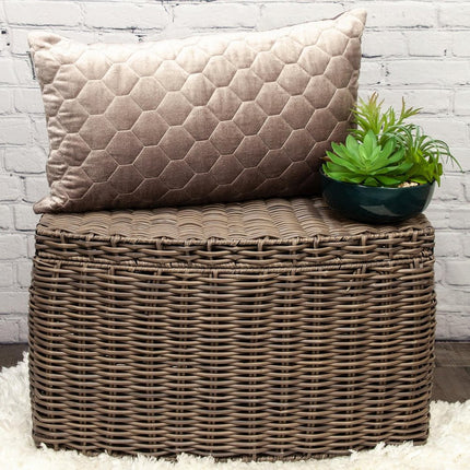 Taupe Tufted Velvet Quilted Lumbar Throw Pillow HomeRoots