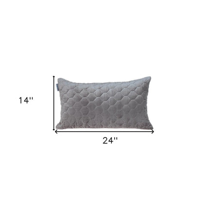 Taupe Tufted Velvet Quilted Lumbar Throw Pillow HomeRoots