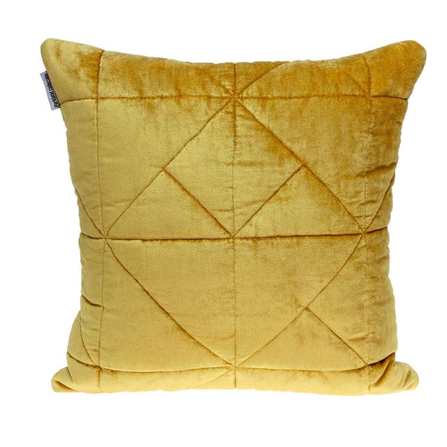 Yellow Chunky Geo Stitched Velvet Decorative Throw Pillow HomeRoots