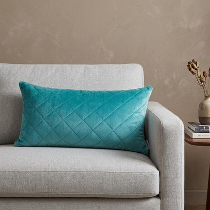 Tufted Diamond Aqua Transitional Lumbar Pillow HomeRoots