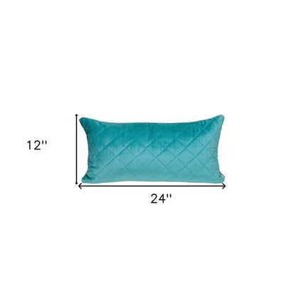 Tufted Diamond Aqua Transitional Lumbar Pillow HomeRoots